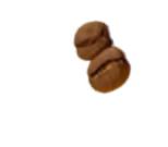 Two roasted coffee beans on a transparent background.